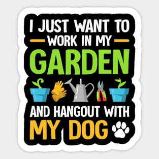 Gardening & Dog Funny Plant Lover Men Women Garden Gardener Sticker